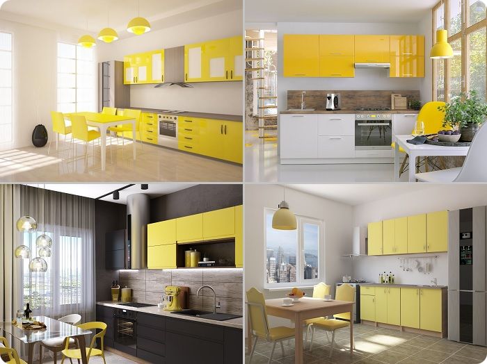 Кухни в жёлтом свете.