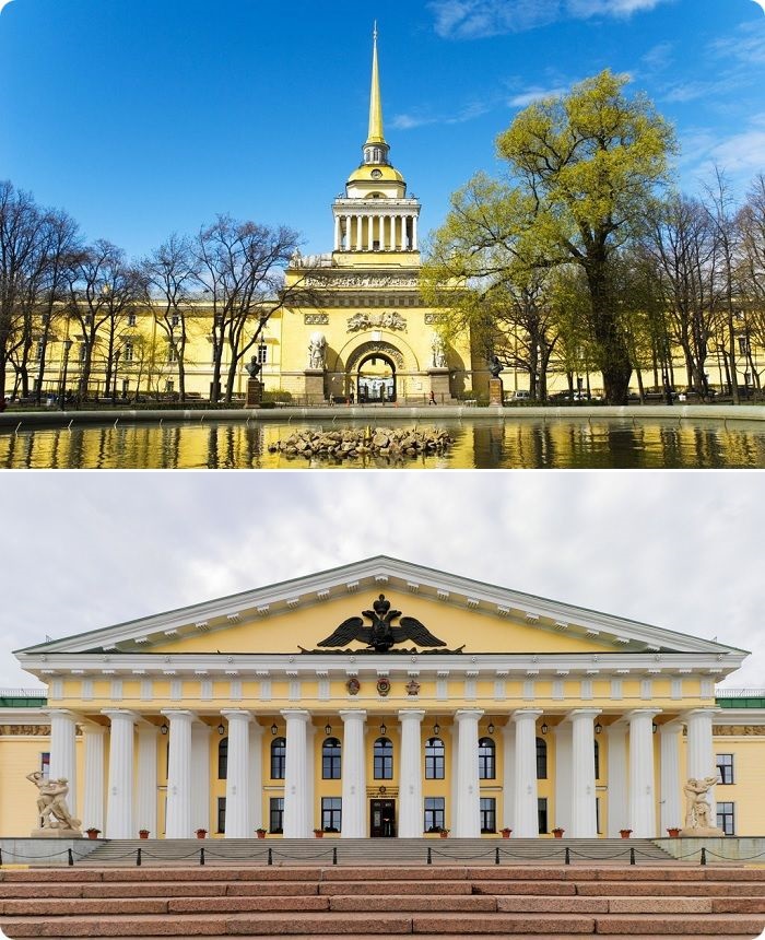 Главное Адмиралтейство и Горный институт на набережной Невы в Санкт-Петербурге.